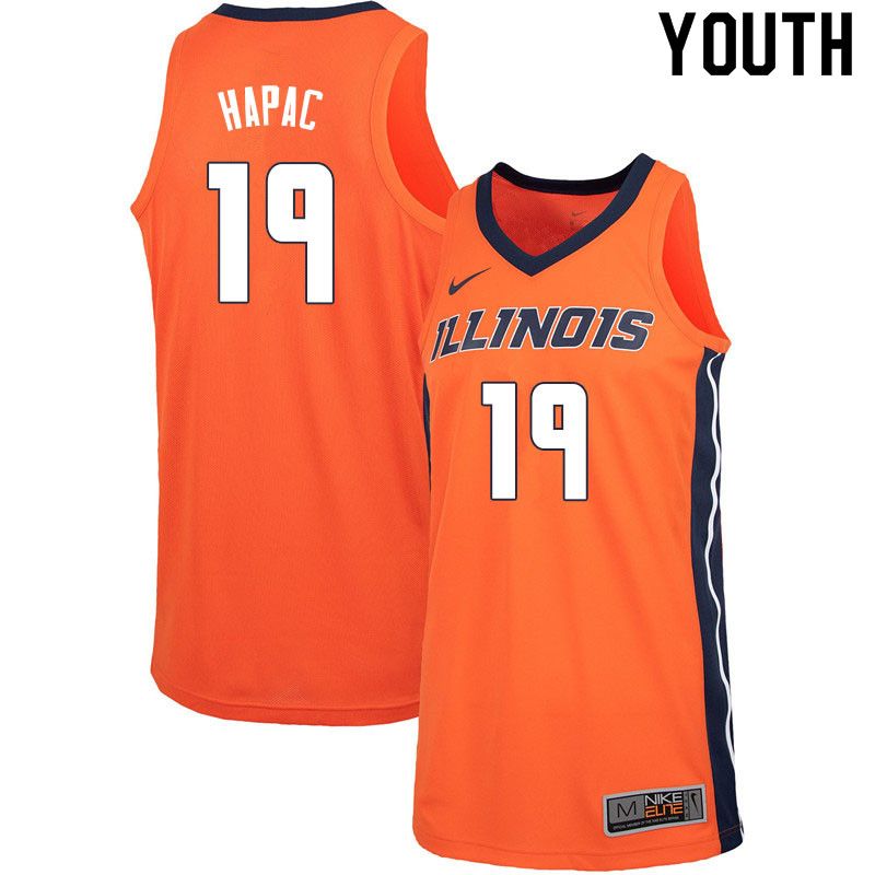 Youth #19 Bill Hapac Illinois Fighting Illini College Basketball Jerseys Sale-Orange